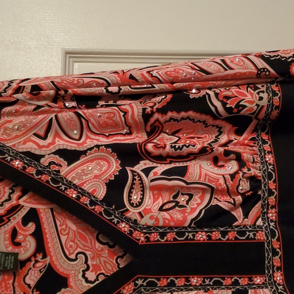 INC size 2X Elegant Black Pink Gray and Red Paisley Dress NWT - Picture 2 of 5